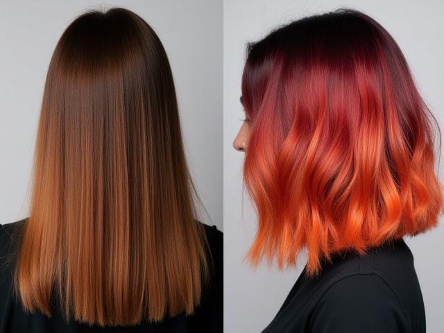 Transformasi rambut: sebelum kusam, selepas berkilau dan digayakan dengan elegan.