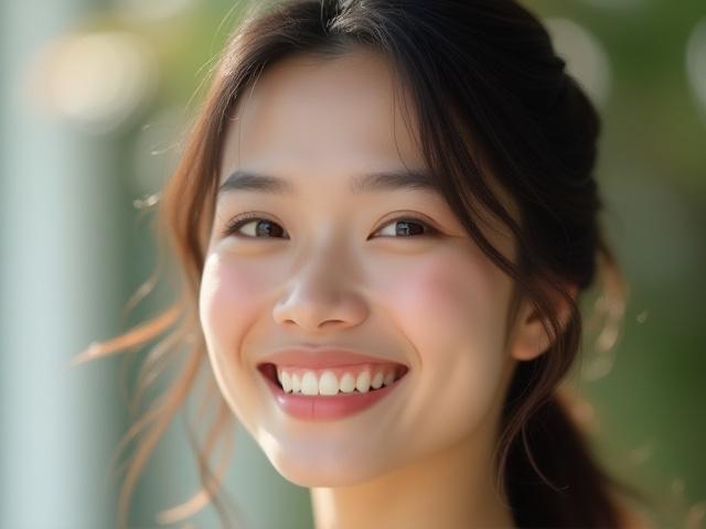 Penampilan segar dan ceria untuk majlis graduasi dengan gaya rambut kerinting lepas.