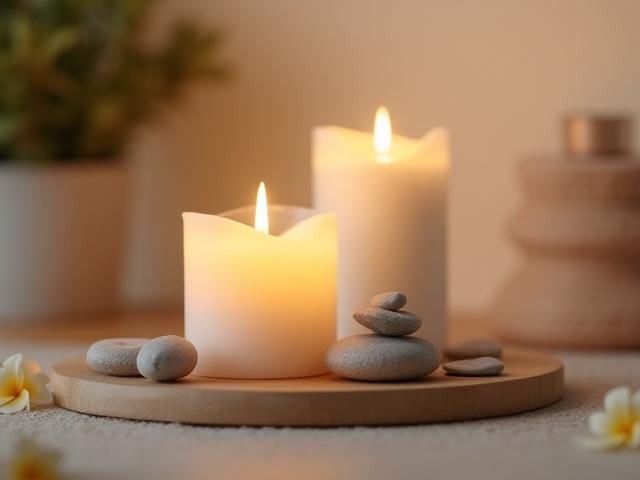 Hiasan minimalis dengan lilin aromaterapi dan elemen semula jadi